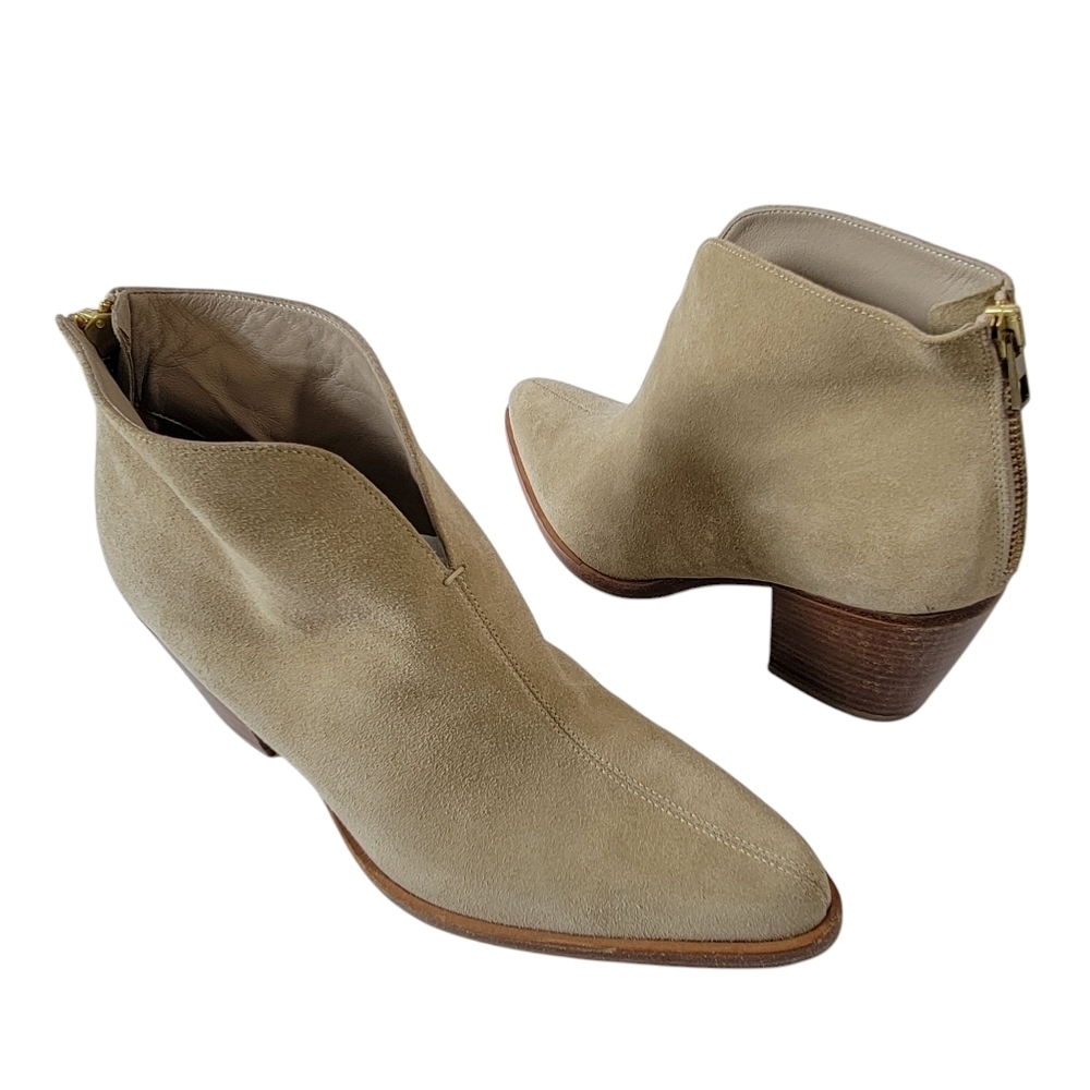 Vince HAVANA Ivory Leather Suede Bootie Sz 8.5M Quite Luxury Streetwear Italy